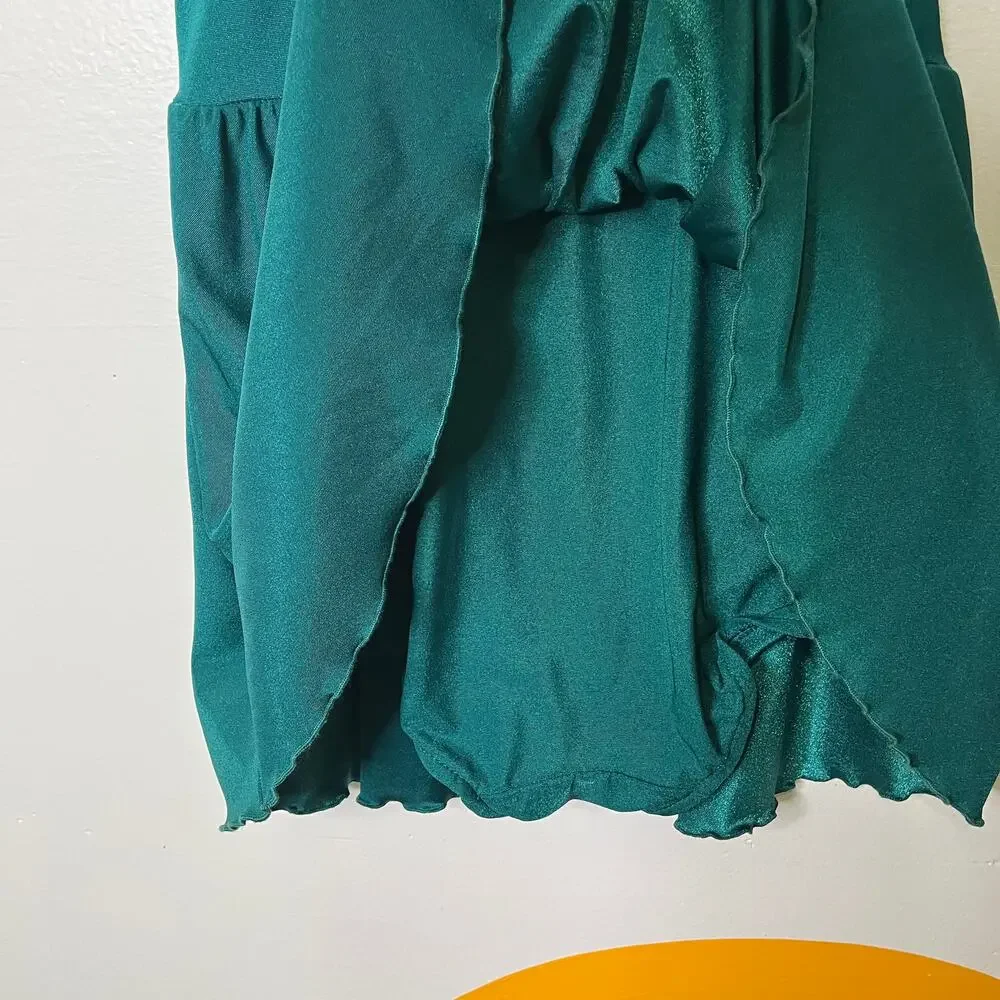 Vintage 60s 70s Roxanne Skirted One Piece Swimsuit Green‎ 12/34C Modest